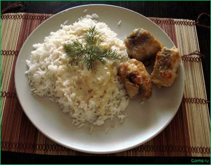 Блюда рыбы с рисом