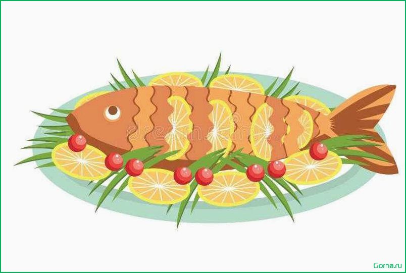 (кулинарные, идеи, векторные, изображения, рыбой) Кулинарные идеи: векторные изображения с рыбой на блюде