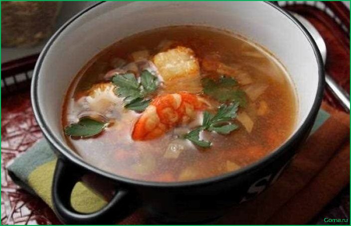 (рыбный, креветками) Рыбный суп с креветками